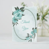 青い花の緑の植物 サンキューカード (スタンド正面)