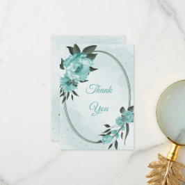 青い花の緑の植物 サンキューカード