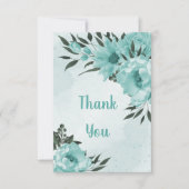 青い花の緑の植物 サンキューカード (正面)