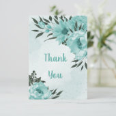 青い花の緑の植物 サンキューカード (スタンド正面)