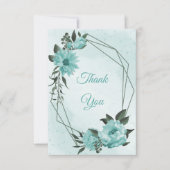青い花の緑の植物 サンキューカード (正面)