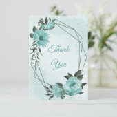 青い花の緑の植物 サンキューカード (スタンド正面)