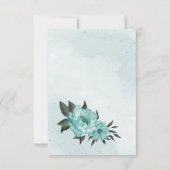 青い花の緑の植物 サンキューカード (裏面)