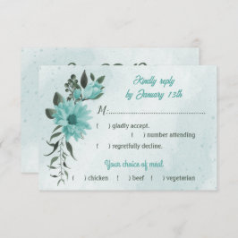 青い花の緑の食事の選択 出欠カード