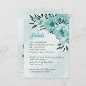 青い花の緑結婚の囲いカード エンクロージャーカード (正面/裏面)