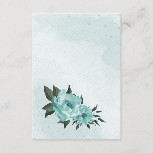 青い花の緑結婚の囲いカード エンクロージャーカード (裏面)