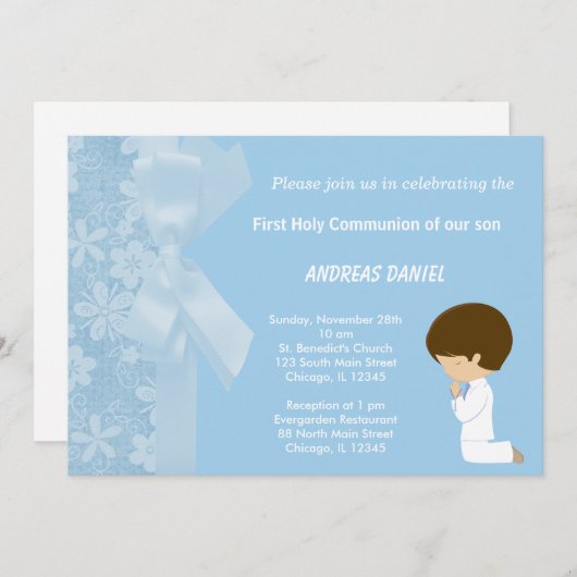 青い花の聖餐式 招待状 (正面/裏面)