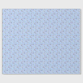 青い花の背景に少女のパワー ラッピングペーパー (フラット)