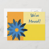 青い花の色のブロックのアドレスの変更 案内ポストカード (正面/裏面)