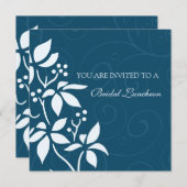 青い花の花嫁の昼食会の招待状カード 招待状 (正面/裏面)