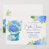 青い花の花束 招待状 (正面/裏面)