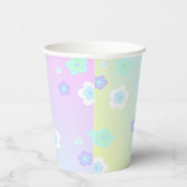 青い花の花柄グラデーション カラフルなパターン 紙コップ (右)