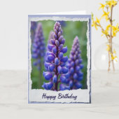 青い花の華やかな誕生日カード カード (黄色い花)