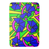 青い花の落書きアート バスマット (正面縦)