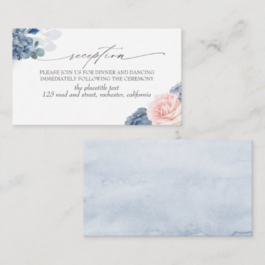 青い花の葉披露宴囲みカード エンクロージャーカード (正面/裏面)