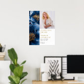 青い花の葬儀 お別れ会 フォトサイン ポスター (ホームオフィス)