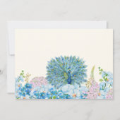 青い花の蘭と孔雀のベビーシャワー 招待状 (裏面)