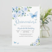 青い花の蝶のスイート16招待状 招待状 (スタンド正面)
