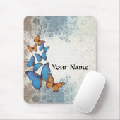 青い花の蝶 マウスパッド (マウス)