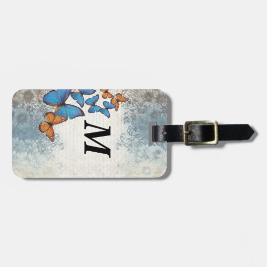青い花の蝶 ラゲッジタグ (正面横)