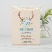 青い花の角の鹿のシャワー招待 招待状 (スタンド正面)