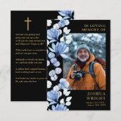 青い花の追悼祈念カード (正面/裏面)