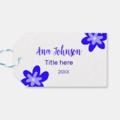 青い花の鳩の名前タイトル年20XX職業 ギフトタグ (裏面横)