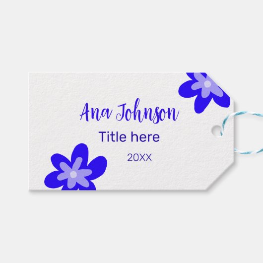 青い花の鳩の名前タイトル年20XX職業 ギフトタグ (正面(横))