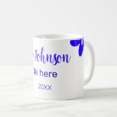 青い花の鳩の名前タイトル年20XX職業 コーヒーマグカップ (正面右)