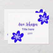 青い花の鳩の名前タイトル年20XX職業 ポストカード (正面/裏面)