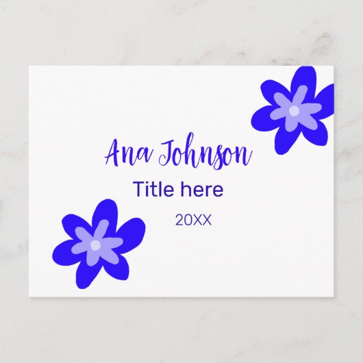 青い花の鳩の名前タイトル年20XX職業 ポストカード (正面)