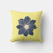 青い花の黄色 クッション (正面)