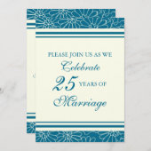 青い花の25周年パーティー招待状 招待状 (正面/裏面)
