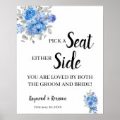 青い花は両側のサインを結婚選ぶ ポスター (正面)