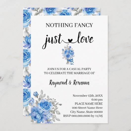 青い花は単ファンシーなる駆け落ち 招待状 (正面/裏面)
