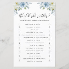 青い花は花嫁よりもむしろブライダルシャワーゲーム