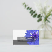 青い花びらコーンフラワー咲き灰色の長方形のブシ 名刺 (スタンド正面)