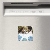 青い花びら開花日付の結婚磁石を保存 マグネット (インサイチュ (食洗機))