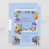 青い花をモチーフにしたウェディング招待状 招待状 (正面/裏面)