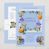 青い花をモチーフにした結婚式の招待状 招待状 (正面/裏面)