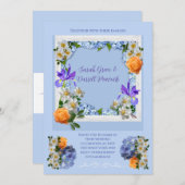 青い花をモチーフにした結婚式の招待状 招待状 (正面/裏面)