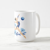 青い花を持つ体操選手 コーヒーマグカップ (正面右)
