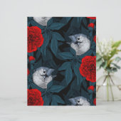 青い花を持つ鳥類と赤い葉牡丹花 (スタンド正面)