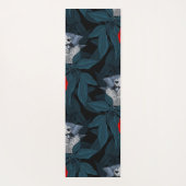 青い花を持つ鳥類と赤い葉牡丹花 ヨガマット (裏面)