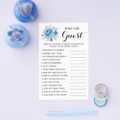 青い花を見つけるゲストブライダルシャワーゲームカード チラシ (シングル)