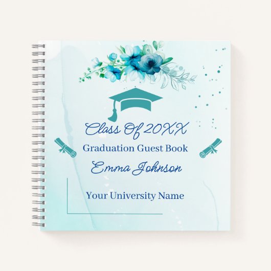 青い花エレガント卒業カスタマイズ可能 ノートブック (正面)