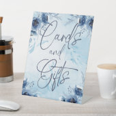 青い花エレガント男の子のシャワーカードギフト 台座サイン (インサイチュ)