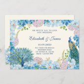 青い花オーキッ結婚ク 招待状 (正面/裏面)