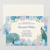 青い花オーキペコックブライダルシャワー 招待状 (正面/裏面)