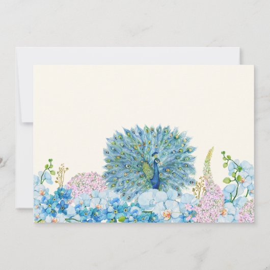 青い花オーキペコックベイビーシャワー 招待状 (裏面)